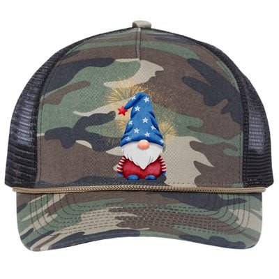 Gnome 4th Of July Firework Retro Rope Trucker Hat Cap