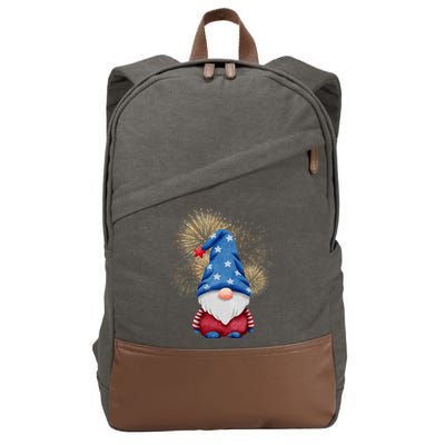 Gnome 4th Of July Firework Cotton Canvas Backpack