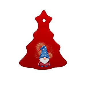 Gnome 4th Of July Firework Ceramic Tree Ornament