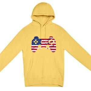 Gamer 4th Of July American Flag Video Game Teens Meaningful Gift Premium Pullover Hoodie