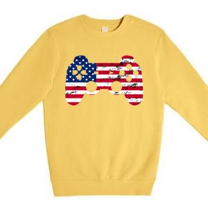 Gamer 4th Of July American Flag Video Game Teens Meaningful Gift Premium Crewneck Sweatshirt