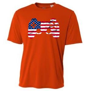 Gamer 4th Of July American Flag Video Game Teens Meaningful Gift Cooling Performance Crew T-Shirt