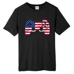 Gamer 4th Of July American Flag Video Game Teens Meaningful Gift Tall Fusion ChromaSoft Performance T-Shirt