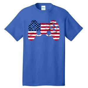 Gamer 4th Of July American Flag Video Game Teens Meaningful Gift Tall T-Shirt