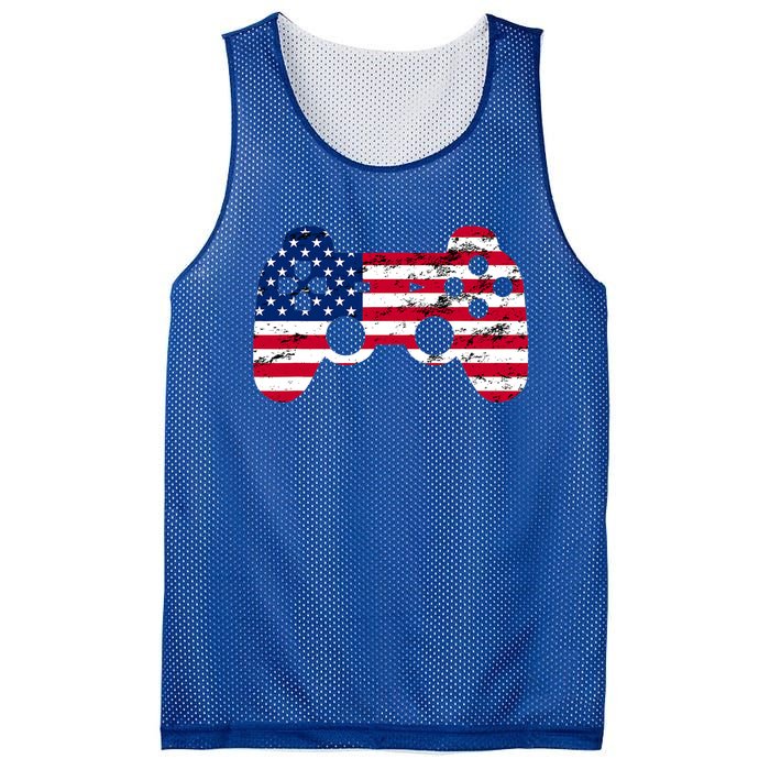 Gamer 4th Of July American Flag Video Game Teens Meaningful Gift Mesh Reversible Basketball Jersey Tank