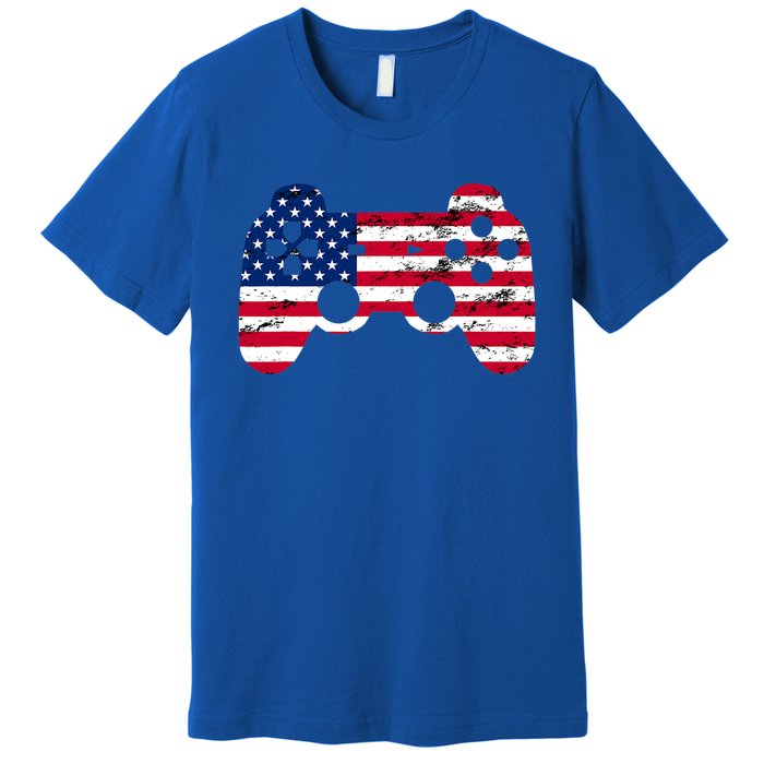 Gamer 4th Of July American Flag Video Game Teens Meaningful Gift Premium T-Shirt