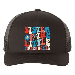 Groovy 4th of July Birthday Sister Of The Little Firecracker Yupoong Adult 5-Panel Trucker Hat