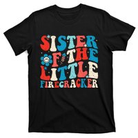 Groovy 4th of July Birthday Sister Of The Little Firecracker T-Shirt