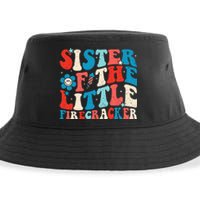 Groovy 4th of July Birthday Sister Of The Little Firecracker Sustainable Bucket Hat