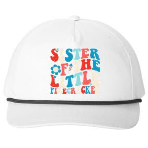 Groovy 4th of July Birthday Sister Of The Little Firecracker Snapback Five-Panel Rope Hat