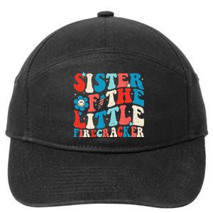 Groovy 4th of July Birthday Sister Of The Little Firecracker 7-Panel Snapback Hat