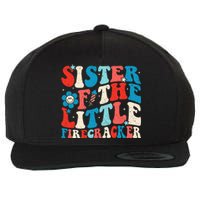 Groovy 4th of July Birthday Sister Of The Little Firecracker Wool Snapback Cap