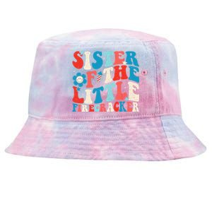 Groovy 4th of July Birthday Sister Of The Little Firecracker Tie-Dyed Bucket Hat