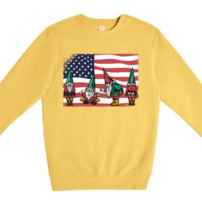 Gnomes 4th Of July Patrioticic American Flag Gift Premium Crewneck Sweatshirt