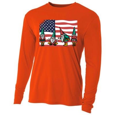 Gnomes 4th Of July Patrioticic American Flag Gift Cooling Performance Long Sleeve Crew