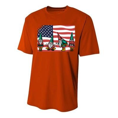 Gnomes 4th Of July Patrioticic American Flag Gift Performance Sprint T-Shirt