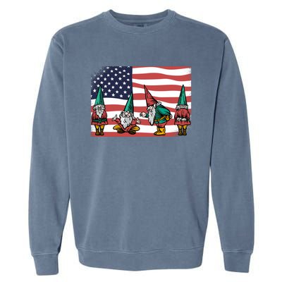 Gnomes 4th Of July Patrioticic American Flag Gift Garment-Dyed Sweatshirt