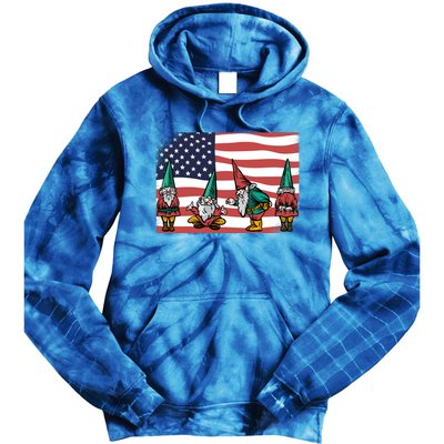 Gnomes 4th Of July Patrioticic American Flag Gift Tie Dye Hoodie