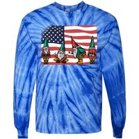 Gnomes 4th Of July Patrioticic American Flag Gift Tie-Dye Long Sleeve Shirt