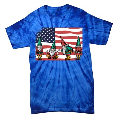 Gnomes 4th Of July Patrioticic American Flag Gift Tie-Dye T-Shirt