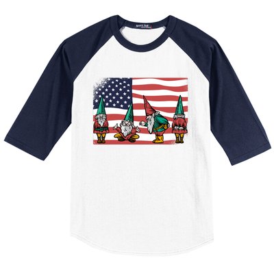 Gnomes 4th Of July Patrioticic American Flag Gift Baseball Sleeve Shirt