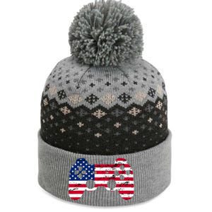 Gamer 4th Of July American Flag Video Game Teens Cute Gift The Baniff Cuffed Pom Beanie