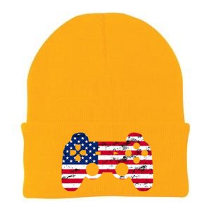 Gamer 4th Of July American Flag Video Game Teens Cute Gift Knit Cap Winter Beanie