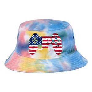 Gamer 4th Of July American Flag Video Game Teens Cute Gift Tie Dye Newport Bucket Hat