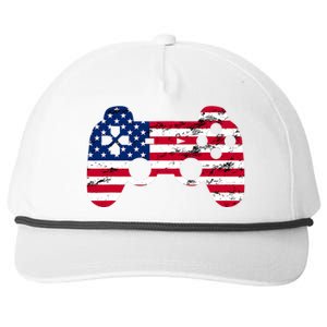 Gamer 4th Of July American Flag Video Game Teens Cute Gift Snapback Five-Panel Rope Hat