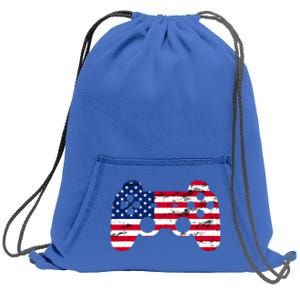 Gamer 4th Of July American Flag Video Game Teens Cute Gift Sweatshirt Cinch Pack Bag