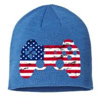 Gamer 4th Of July American Flag Video Game Teens Cute Gift Sustainable Beanie