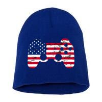 Gamer 4th Of July American Flag Video Game Teens Cute Gift Short Acrylic Beanie