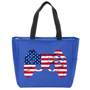 Gamer 4th Of July American Flag Video Game Teens Cute Gift Zip Tote Bag