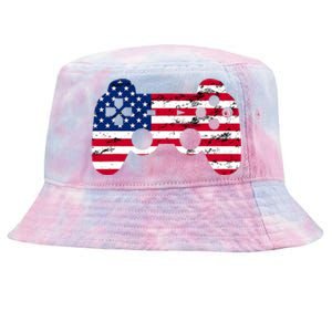 Gamer 4th Of July American Flag Video Game Teens Cute Gift Tie-Dyed Bucket Hat