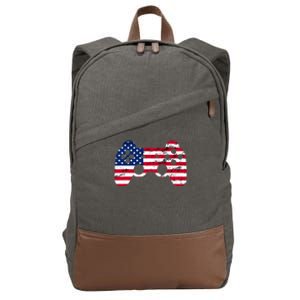 Gamer 4th Of July American Flag Video Game Teens Cute Gift Cotton Canvas Backpack