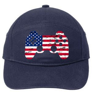 Gamer 4th Of July American Flag Video Game Teens Cute Gift 7-Panel Snapback Hat