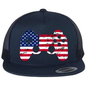 Gamer 4th Of July American Flag Video Game Teens Cute Gift Flat Bill Trucker Hat