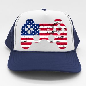 Gamer 4th Of July American Flag Video Game Teens Cute Gift Trucker Hat