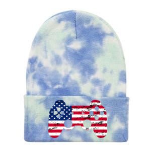 Gamer 4th Of July American Flag Video Game Teens Cute Gift Tie Dye 12in Knit Beanie