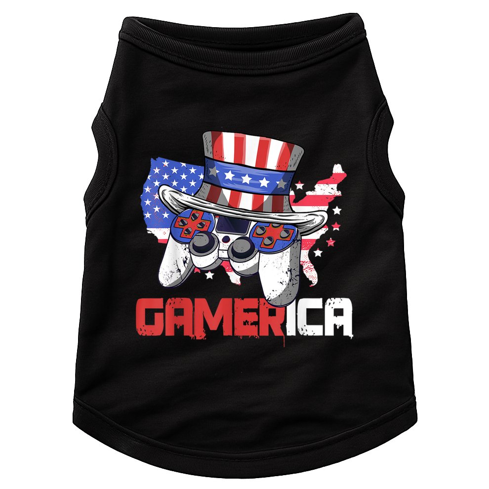 Gamer 4th Of July Boy Men Controller USA Flag Doggie Tank
