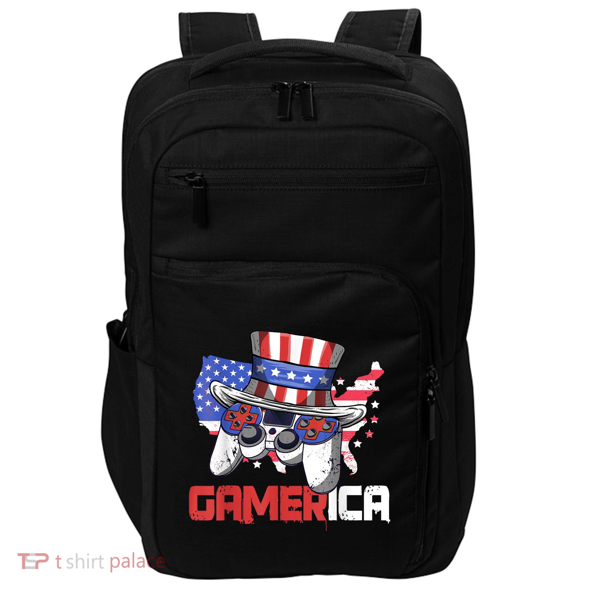 Gamer 4th Of July Boy Men Controller USA Flag Impact Tech Backpack