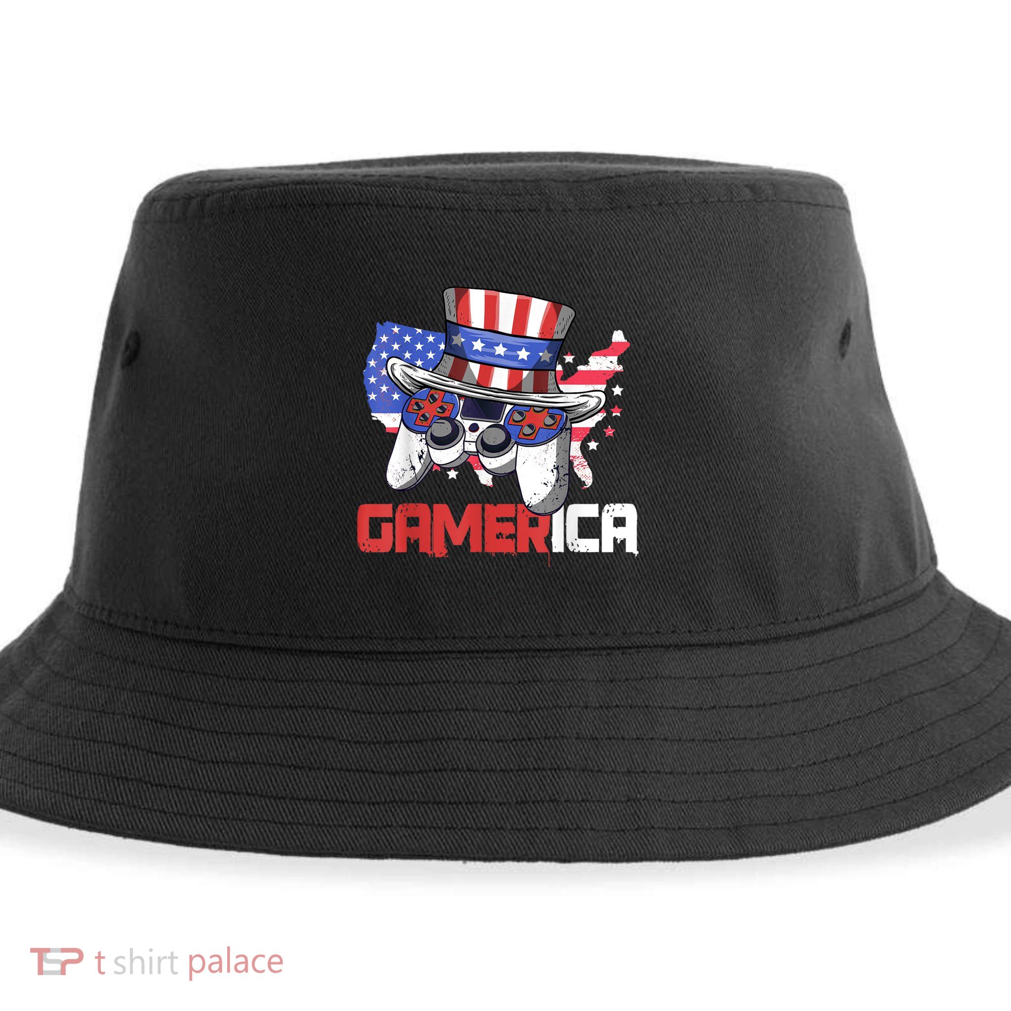 Gamer 4th Of July Boy Men Controller USA Flag Sustainable Bucket Hat
