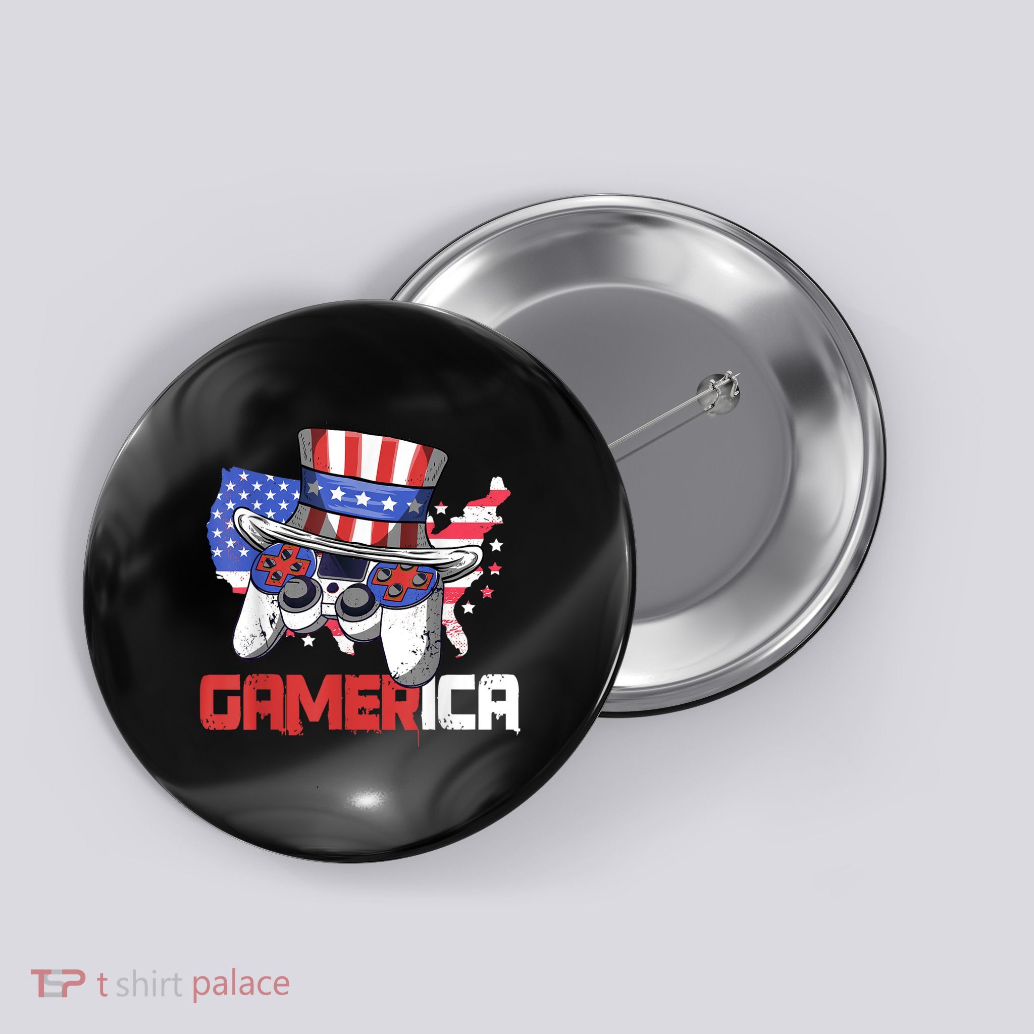 Gamer 4th Of July Boy Men Controller USA Flag Button