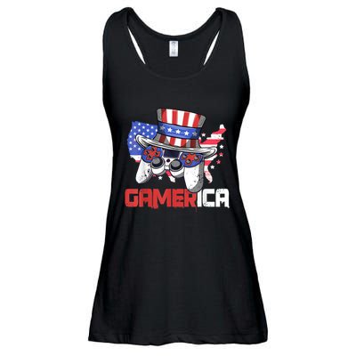 Gamer 4th Of July Boy Men Controller USA Flag Ladies Essential Flowy Tank