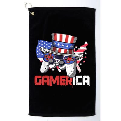 Gamer 4th Of July Boy Men Controller USA Flag Golf Towel