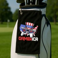 Gamer 4th Of July Boy Men Controller USA Flag Golf Towel