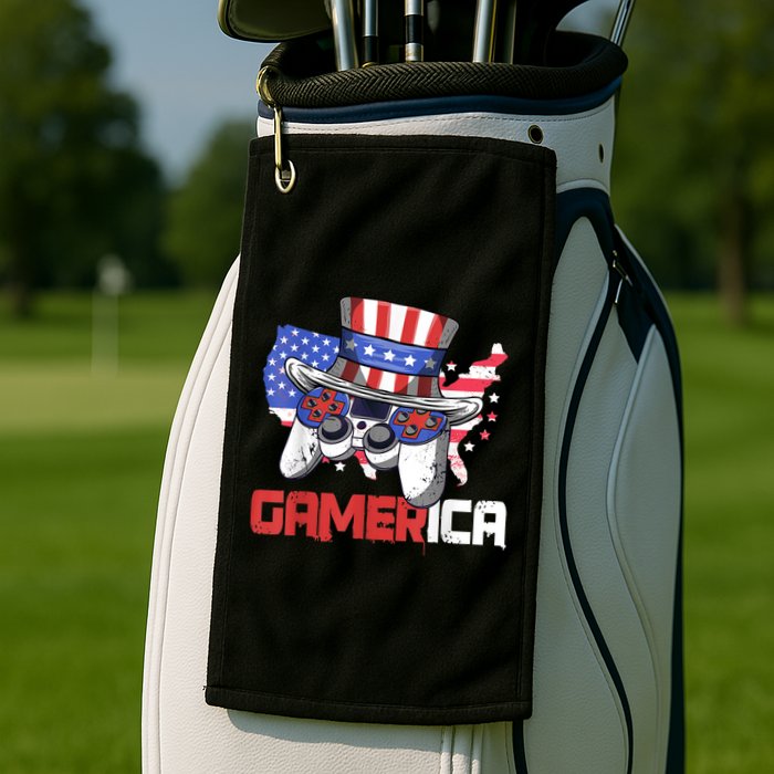 Gamer 4th Of July Boy Men Controller USA Flag Golf Towel
