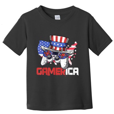 Gamer 4th Of July Boy Men Controller USA Flag Toddler T-Shirt