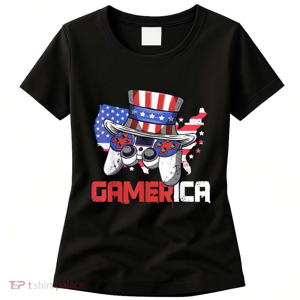 Gamer 4th Of July Boy Men Controller USA Flag Womens T-Shirt