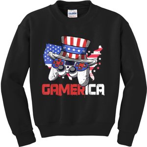 Gamer 4th Of July Boy Men Controller USA Flag Kids Sweatshirt